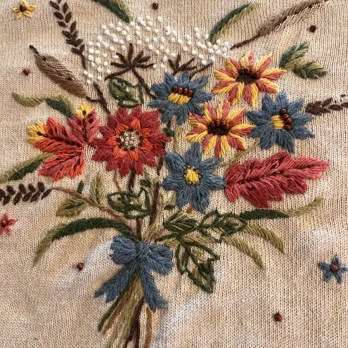 Vintage Sweater Alfred Dunner Womens 3X Embroidered Wildflower Autumn Bouquet