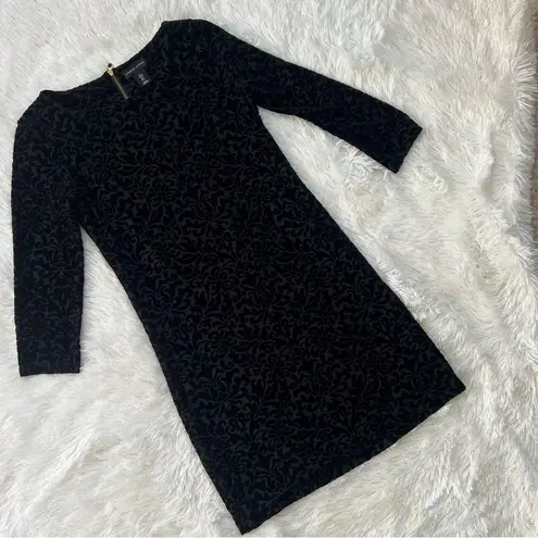 Adrienne Vittadini Black Burnout Velvet Floral Mini Dress Size Small