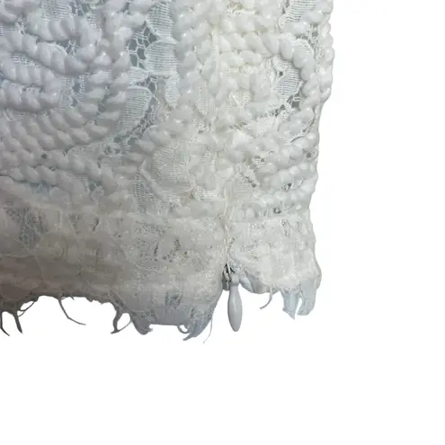 Sans Souci Y2K Women Crop Top L Ivory Crochet Lace Distress Fraying Festival