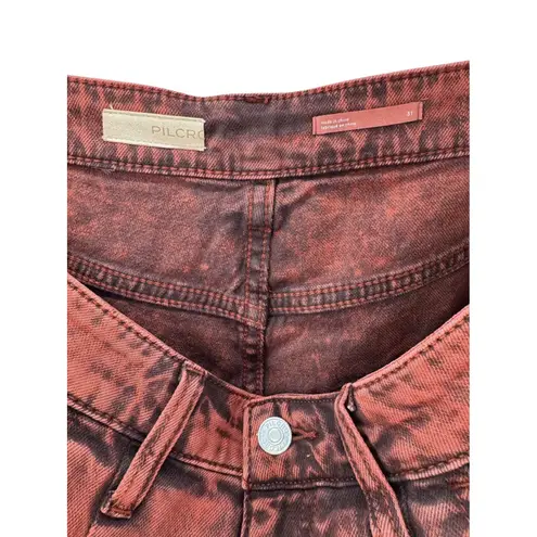 Pilcro NWT Barrel Jeans Red Acid Wash Relaxed Tapered High Rise Denim Size 31