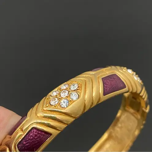 Joan Rivers Retired Wine Red Enamel Pave Rhinestone Goldplated Hinged Bracelet
‘