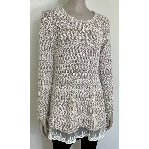 Mirumi Marled Knit Lace Hem Sweater
