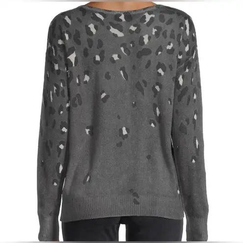 360 Cashmere Tavi Leopard pattern lightweight 2ply Cashmere Sweater top grey XS