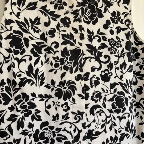 Real Clothes Vintage Black and White Floral Sleeveless Dress with Belt Size 6