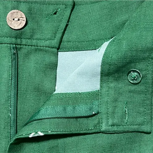 Haute Hippie NWT Green Linen High Waist Wide Leg Embroidered Culotte Pant LARGE