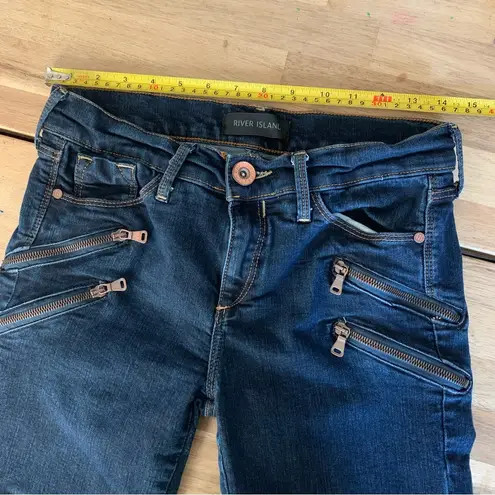 River Island Dark Wash Skinny Jean With Front Zipper Detail 27 (?)