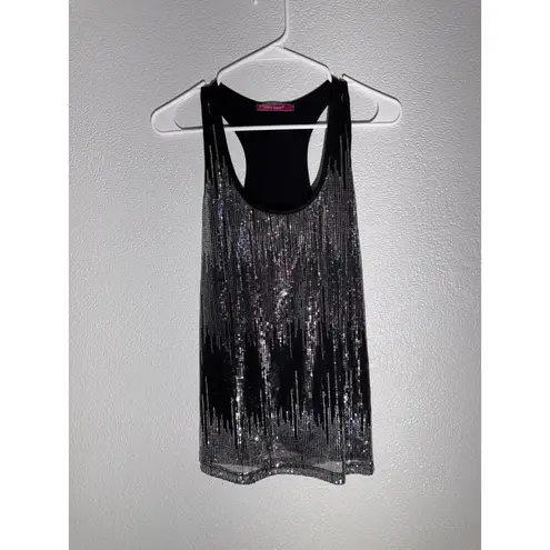 julie's closet Julie’s Closet Black Sequin Racerback Tank Top – Size M