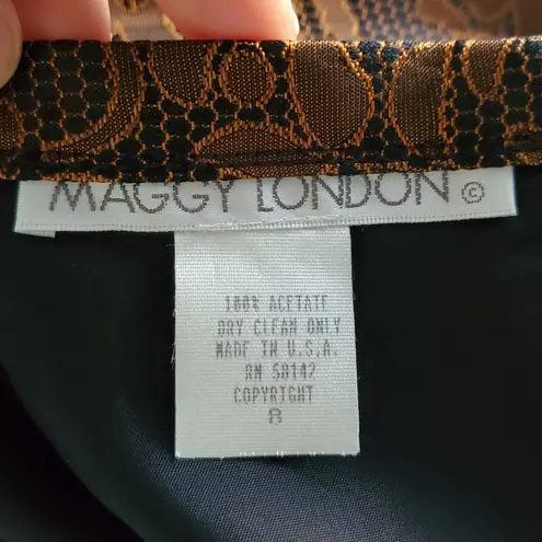 Maggy London Bronze Metallic Paisley Pencil Skirt 8