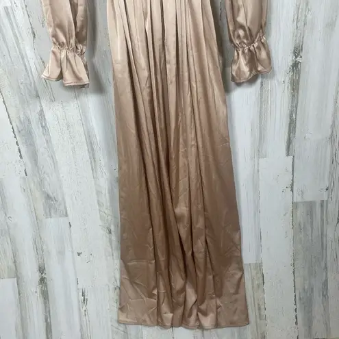 BALTICBØRN Holly Satin Maxi Dress sz M Champagne Gold Formal Wedding Long Sleeve Size M