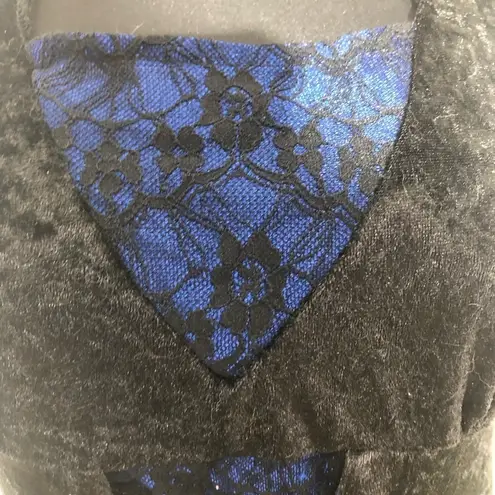 Midnight Vamp Halloween Costume Royal Blue Black Lace Mini Dress with collar M Size undefined