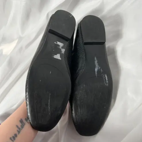 ZARA  Black Snakeskin Faux‎ Leather Loafers Size 36 Gold Buckle