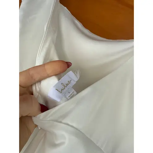 Lulus  Luxe Loveliness White Satin Backless Mermaid Maxi Dress Bridal Gown Size L