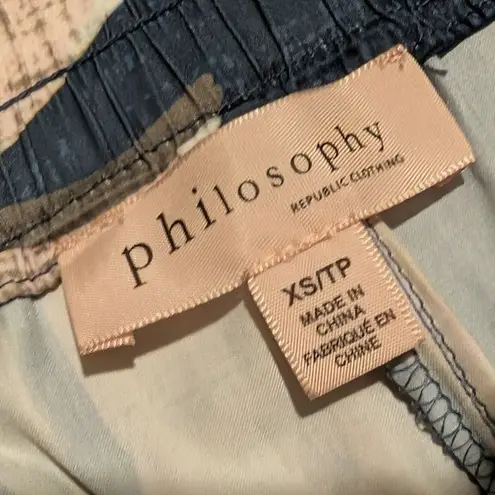 Philosophy  Pants XS Tropical Leaf Print Wide Leg Crop Vacation Vacay Hawaiian