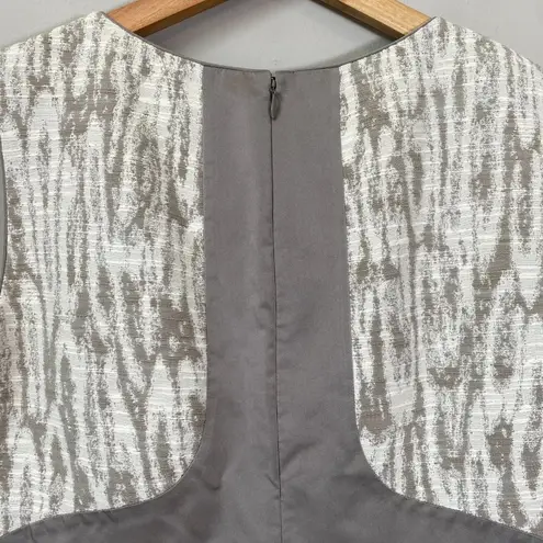 Lafayette 148 Sleeveless Patterned Sheath Dress Women's Size 8 Cream Tan Career