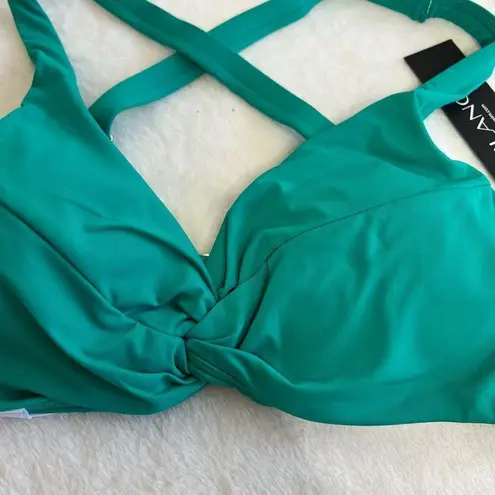 La Blanca Emerald Bikini Swim Top Front Twist Underwire 4 NEW