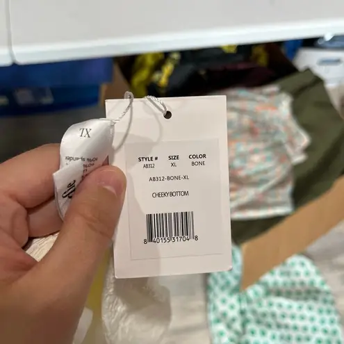 ANDIE New! Cheeky Bottom Bone Cream Textured Bikini Bottom Womens Size XL