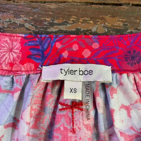 Tyler Boe Molly Blouse 3/4 Sleeve Split Neck Floral Cotton Top