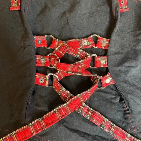 Lip service Black Red Lace Up Black Maxi Dress Plaid Punk Alt Goth 12 - Image 2