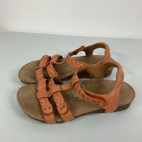 Aetrex  Reese Braided Leather Strappy Sandals Size 9