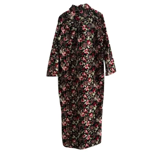 NWT Weili Zheng Velvet Floral Button Front Runway Maxi Dress Coat Duster Size L Pink Size L