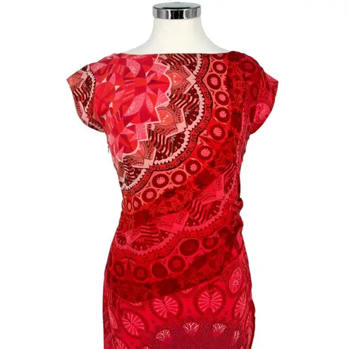 Desigual Mandala Red Cap Sleeve Printed Dress Size 36 Size XS