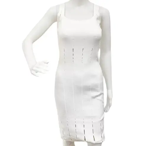 CUSHNIE ET OCHS ELITE IVORY WHITE SLEEVELESS BODYCON KNIT WHITE DESIGNER… Size M