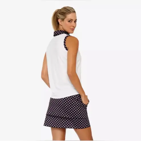 Belyn Key Floral Golf Skort Small Navy Purple Tiered Stretch Pull