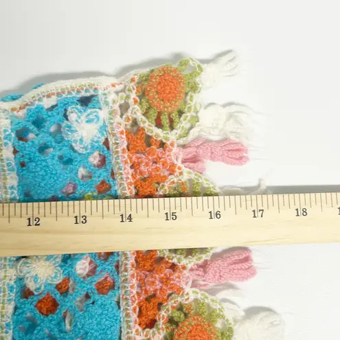 Womens Boho Hippie Crochet Tank Top Multicolor Patchwork Festival Coachella Blue Size M