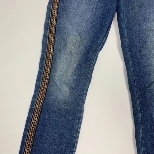 Juicy Couture  Black Label Womens Skinny Jeans Blue Size 28 Side Metallic Detail