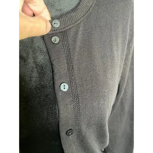 Ellen Tracy Front Button Long Sleeve Cardigan Sweater Womens Black Size Med