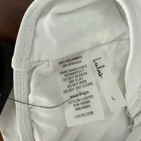 Lulus  White Lace Trim Bandeau Bikini Top Swimwear Size L