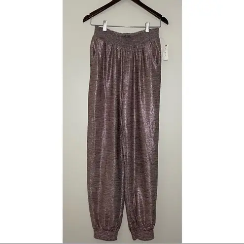 Anthropologie NWT  Rose Pink Metallic Jogger