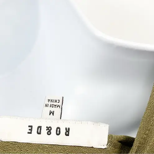 Anthropologie RO&DE Boho Ruffle Drop Waist Olive Green Tunic Blouse Top Balloon Sleeve Peasant