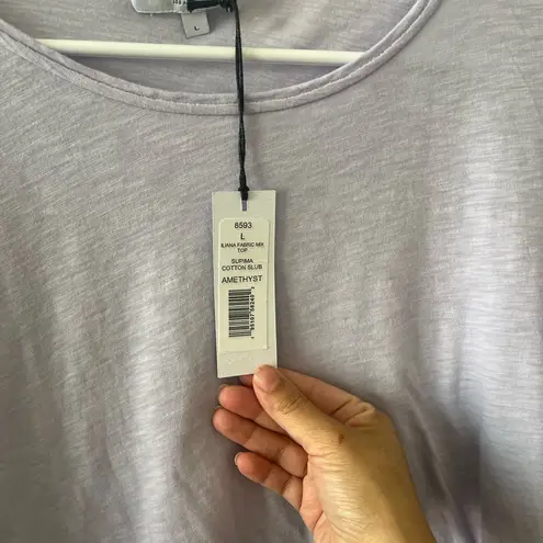 Michael Stars NEW Sz L Iliana Fabric Top Blouse Gauze Sleeve Purple Amethyst