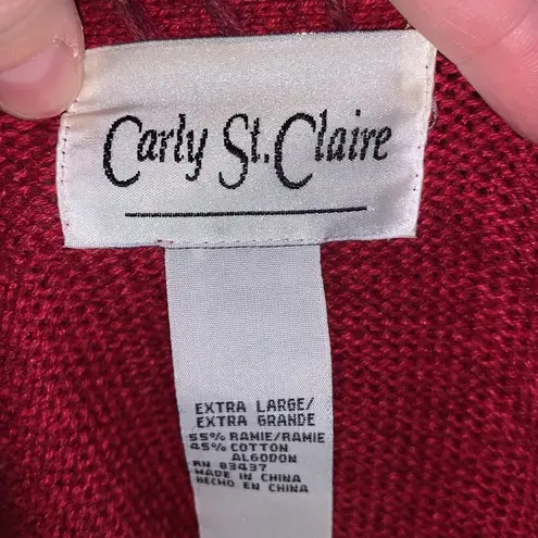 Carly St Claire red tassel full zip cardigan sweater Size XL