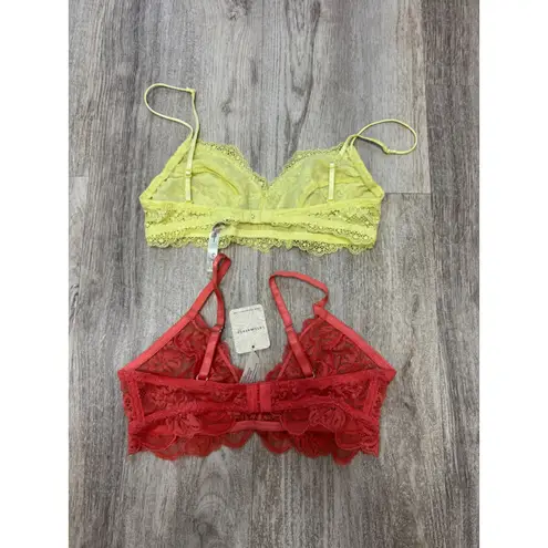 Free People ‎ Maya Multiway Lace Bralette Bundle Coral & Yellow Size Small - Image 4