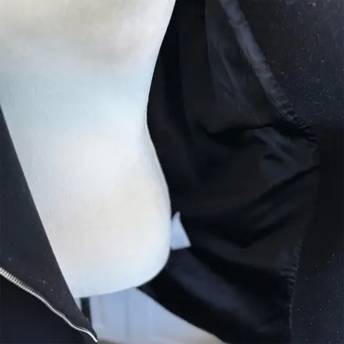 Sandro Paris Women's Black Wool Overcoat Size 40 / 8/M Fur