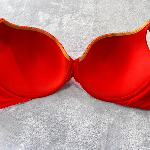 Victoria's Secret  Body By Victoria Red Lace Trim Plunge Bra 36DDD