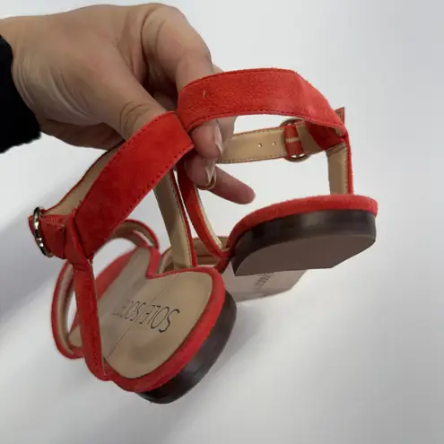 Sole Society Sandals Womens 7 Red Orange Malie Suede Leather