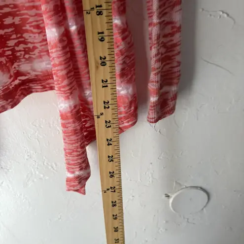 Ruff Hewn Cardigan Womens Petite 2 Pink White Tie Dye Hooded Lightweight Layer