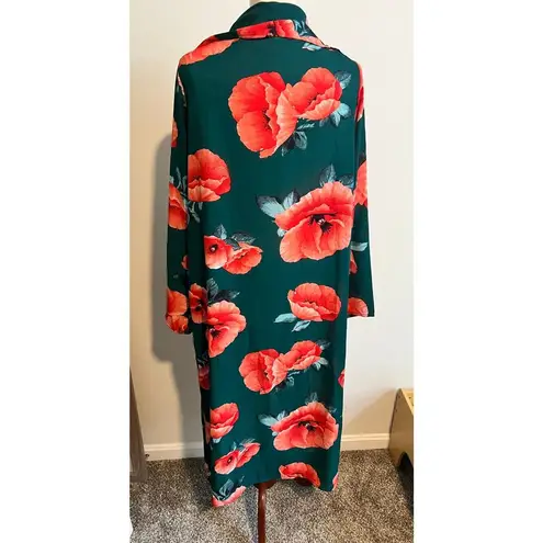 Her Clothing Maxi Floral Kimono Top Medium Green