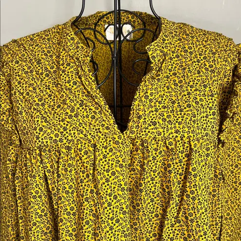 Nation Ltd Tilly A Line Ruffle Top In Citrine Floral Size L