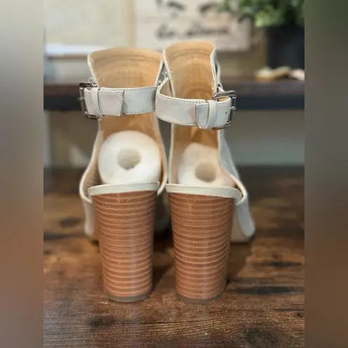 Sam Edelman  Gray Peep toe chunky heel strappy shoes size 10