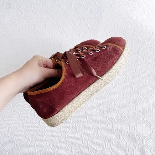 Celtic & Co • Luxe Espadrille Pumps sneaker platform rust suede leather jute Brown Size 9