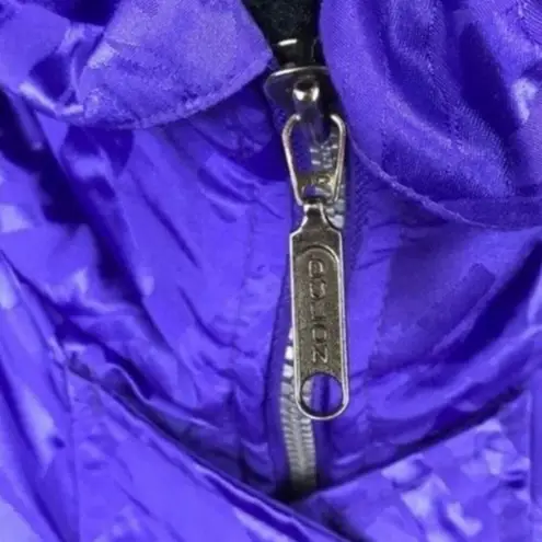 Vintage Black Bear Korean Purple 80s Ski Jacket Shiny Winter Coat Après