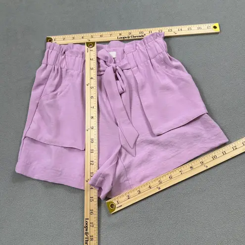 Adyson Parker Shorts Womens XS Lavender Paperbag Waist Tie Front Lightweight Purple