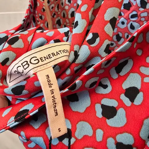 BCBGeneration {S} NWT  Cherry Leopard Animal Print Asymmetrical Hem Dress