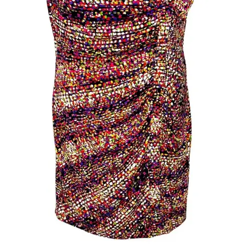 Alfani Abstract Ruched Bodycon Dress 12 Petite Drape Neck Office Party Dinner