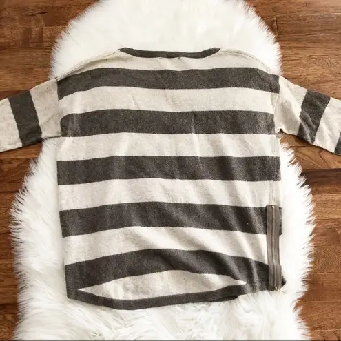 Sioni Cashmere Blend Tan and Brown striped three quarter sleeve sweater Size M