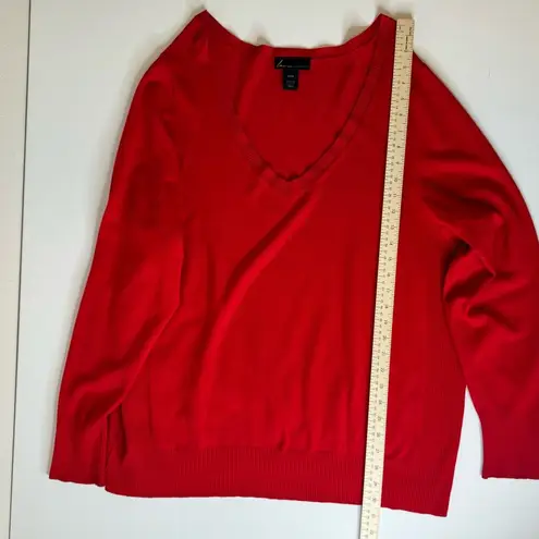 Lane Bryant  Womens Red V-Neck Pullover Sweater Sz 22/24 Holiday Christmas Winter